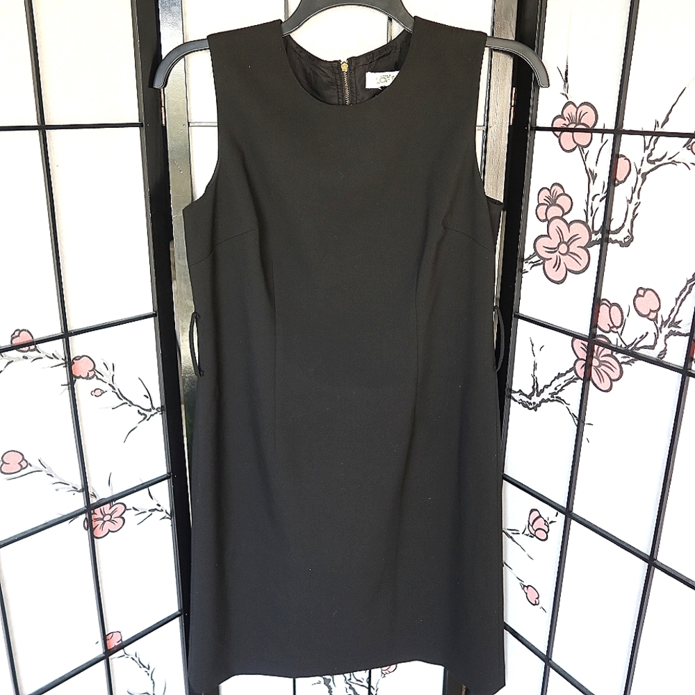 LOFT Black Sheath Mini Dress Sleeveless Crew Neck